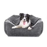 GASUR Dog Beds for Large Medium Small Dogs, Rectangle Cave Hooded Blanket Puppy Bed, Luxury Anti-Anxiety Orthopedic Cat Beds for Indoor Cats, Warmth and Machine Washable (25 inches, Grey)