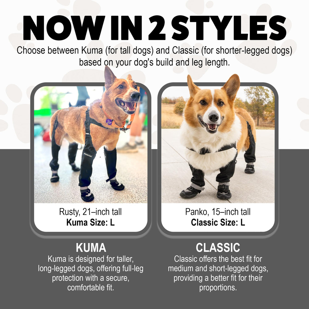 Hokkaido Paws Suspender Boots – Kuma Series, Durable, Waterproof Dog Boots, Non-Slip Rubber Soles, Adjustable Buckles, Straps & Zippers, Protect Paws from Rain, Snow, Rocks & Hot Pavement XS–2XL (XL)
