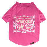 Wrangler Dog Shirt – Western Cowboy Rope Logo Pet Tee for Small to XL Dogs – Pull-on Machine Washable Dog T-Shirt (Pink, XS)