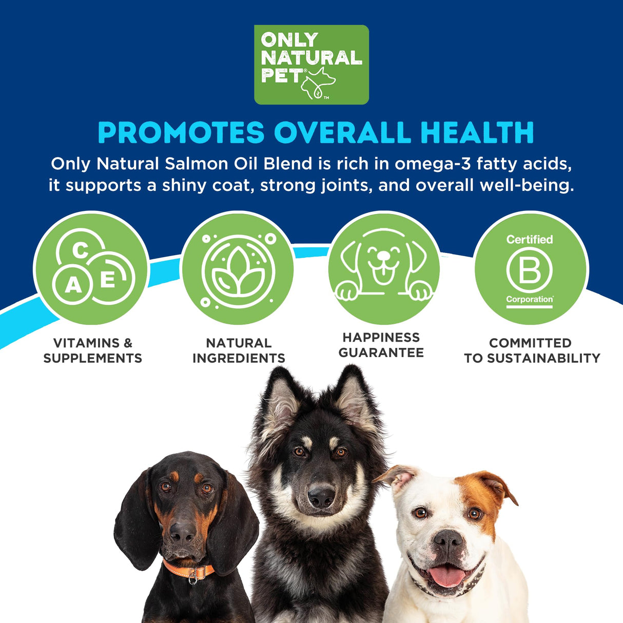 Only Natural Pet Wild Alaskan Salmon Oil for Dogs & Cats - Omega 3 & 6 Liquid Food Supplement for Pets - EPA & DHA Fish Oils, All Natural Joint Support, Promote Healthy Skin, Coat & Heart - 20 Fl Oz