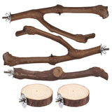 Mogoko 5PCS Bird Perch Natural Wood Grape Stick Stand, 3 Grape Stick Paw Grinding Fork Parakeet Chewing Stick 2 Parrot Stand Branch, Chewing Exercise Branches Bird Cage Accessories
