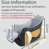 Dog Purse Carrier with Soft Pillows，Dog Tote Bag with Pockets and Secure Harness Clip,17 * 9.5 * 9inches for Small Dogs and Puppies,Outing,Travel,Vet