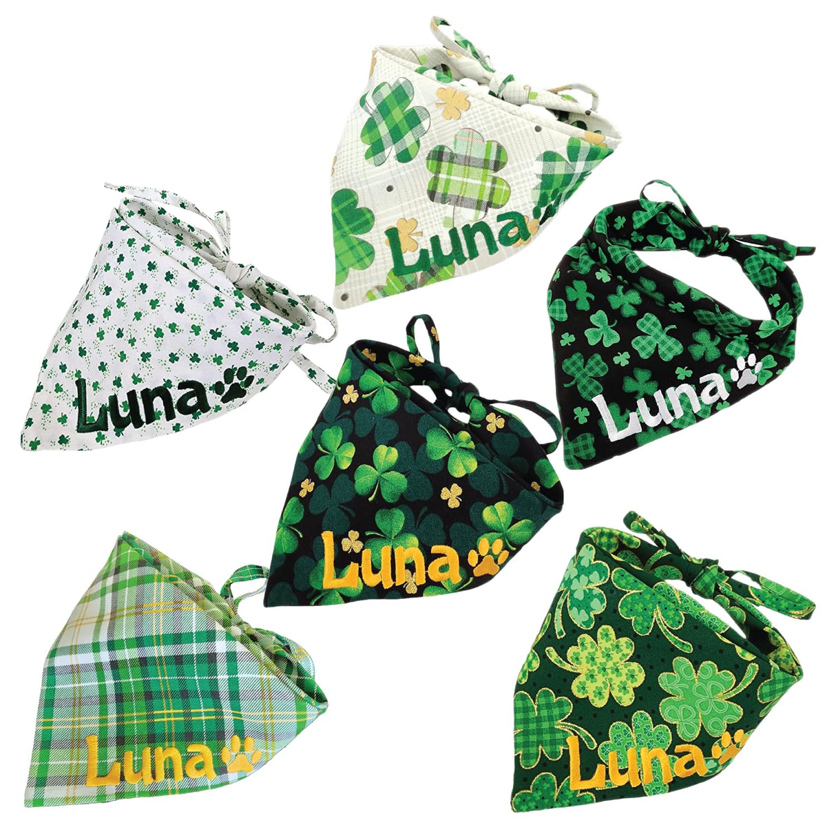Shamrock Dog Bandana, St. Patrick's Day Scout, Triangle Bibs Kerchief, Pet Gift, Custom Dog Bandana, Pet Bandana (Celtic Charm, Large)