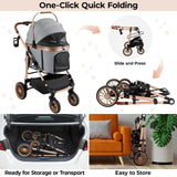 MAMIZO Pet Stroller for Medium Dogs Cats Up to 55 lbs, All-Terrain 3-in-1 Dog Stroller with Detachable Carrier, Rubber Wheels, One-Click Folding, Storage Basket & Cup Holder, for Senior Dogs & Cats