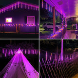 JMEXSUSS Orange and Purple Solar Halloween Lights Outdoor, 8 Tube 144 LEDs Solar Meteor Shower Rain Lights for Halloween Tree Yard Party Patio Christmas Decoration