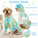 XPUDAC 2 Pack Dog Pajamas for Large Breeds, 4-Way Stretch Soft Dog Onesie Lightweight Warm Pet Clothes Jammies for Large Breeds Dinosaur Avocado Print, 4XL