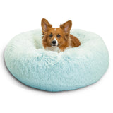 Best Friends by Sheri Original Calming Donut Dog and Cat Bed, Shag Faux Fur, Baby Blue, (30in x 30in) - Anxiety Relief for Pets Up to 45 lbs