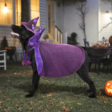 Vehomy Halloween Dog Costume Dog Witch Cape Witch Hat Set Pet Wizard Cloak Vampire Devil Outfit Puppy Cat Halloween Cloak Devil Clothes Outfit Apparel Cosplay for Small Medium Large Dogs 2Pcs XL