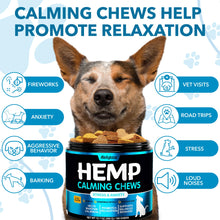 Load image into Gallery viewer, Hemp Calming Chews for Dogs with Anxiety and Stress - 180 Soft Dog Calming Treats - Dog Anxiety Relief - Storms, Fireworks, Thunder, Barking, Separation Aid - Valerian Root - L-Tryptophan - Hemp Oil
