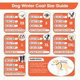 BRKURLEG Dog Winter Jackets for Large Dogs, Dog Coat with Harness Built in, Dogs Snowsuits with Zipper, Waterproof Windproof Pet Puffer Jacket Fleece Vest for Labrador, Dalmatian, Orange XXL