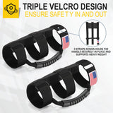 moveland Roll Bar Grab Handles with US Flag, 2 x Grip Handles for 1955-2023 Jeep Wrangler JL, JK, TJ, YJ & Jeep Gladiator Accessories - Upgrade Metal Buckle, Strong & Durable