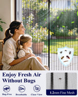 Magnetic Screen Door - 38.0'' x 82.0'' Retractable Screen Door Mesh for Entry Door or Sliding Door, Pet & Kid Friendly, Hands-Free Closure Keeps Bugs Out & Lets Breeze in, Stripe Black
