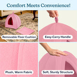 Cat House - Indoor Bed with Removable Foam Cushion - Pet Tent for Puppies, Rabbits, Guinea Pigs, Hedgehogs, and Other Small Animals by PETMAKER (Pink)