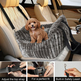 HOMLOVE Dog Car Booster Seat, for Small Dogs Under 30 lbs, Detachable Washable Travel Bed with Storage Pockets and Safety Belt (Coffee, Medium)