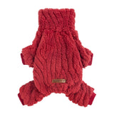 Fitwarm Turtleneck Fleece Dog Sweater Pajamas, Warm Winter Dog Clothes for Small Dogs Boy Girl, Fuzzy Pet Onesie with Feet, Red, XS