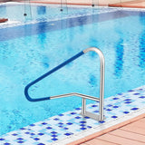 GarveeLife Pool Handrail, 55"x32" Pool Railings for Inground Pools, Swimming Pool Safety Handrails 375lbs Load Capacity, 304 Stainless Steel Pool Stair Rail with Grip Cover, Quick Mount Base Plate