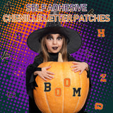 WILLBOND 52 Pcs Chenille Letter Patches Bulk Self Adhesive Letter Patches for Backpacks Stick on Letters Embroidered Applique Patch for Clothing Hats Halloween Christmas Supplies(Black, Orange)