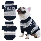 ZOARVEXD Dallas Small Dog Sweater Football Theme Turtleneck Knit Dog Sweaters for Small Pets Warm Winter Cat Dog Clothes