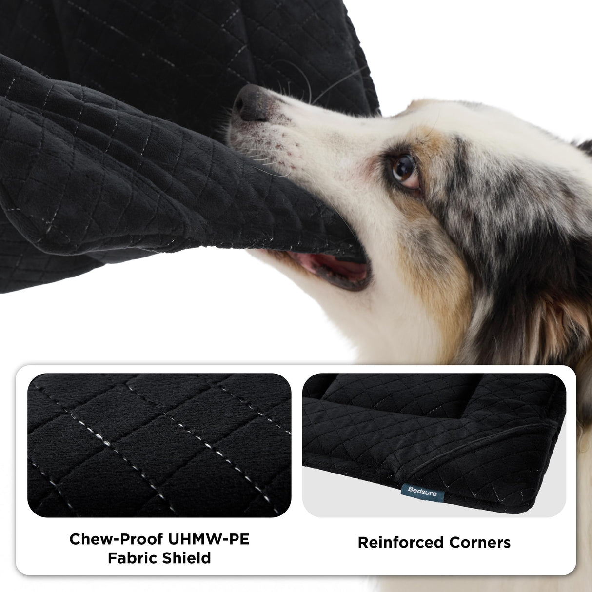 Bedsure Chew Proof Dog Bed for Small Dogs Machine Washable Dog Crate Pad Durable Kennel Pad for Chewers, Black