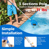 Mowend Swimming Pool Skimmer Net Total Length 67.7 inches, Leaf Rake Net with Adjustable Aluminum Pole for Fast Cleaning Ponds, Hot Tub, and Spas, Pool Cleaner Supplies and Accessories