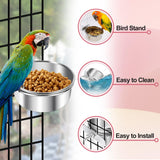 ToLanbbt 8 Pcs Stainless Steel Bird Food Bowls Bird Water Bowls with Clamp Holder, Parrot Feeding Dish Cups Parrot Cage Coop Feeders for Cockatiel Conure Budgie Parakeet Macaw Lovebird Small Animal, S