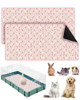 Bissap 2 Packs Guinea Pig Cage Liners, 47''X24'' Washable Guinea Pig Pee Pads Non Slip Reusable Fast and Super Absorbent Bedding for Small Animals Rabbit Hamster Chinchillas Rat - Pink