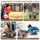 Premium Pet Carrier – Dog & Cat Travel Bag, Airline Approved, Soft-Sided Design for Small to Large Pets, TSA Compliant, Expandable & Collapsible (Brown)
