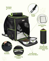 BAGLHER Expandable Cat Carrier Backpacks, Retractable Pet Carrier Backpack for Small Dogs & Cats with Breathable Mesh, Travel Bag Up to 18 Lbs for Hiking Camping Outdoor - Black