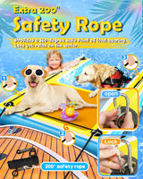 Upgrade Inflatable Dog Ramp,Multi-Use Dog Floats Ladder for Boat Pool Dock Lake,Non-Slip One-Piece Ramp Mesh Swimming Plank for Pup& Large Dogs Up to 240 lbs,Portable for Car Travel,Water Play
