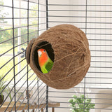 Hypeety Pet Bird Breeding Nest Coconut House Swing Ladder Toys Parrot Parakeets Finches Hamster House Natural Nest Lovebird Cage Hanging Swing Perch (C:Coco Cage Perch Toy)