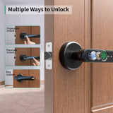 IRONZON Fingerprint Door Lock Biometric Door Lock with Keypad with Handle for Home Hotel Office Apartment Bedroom Gray