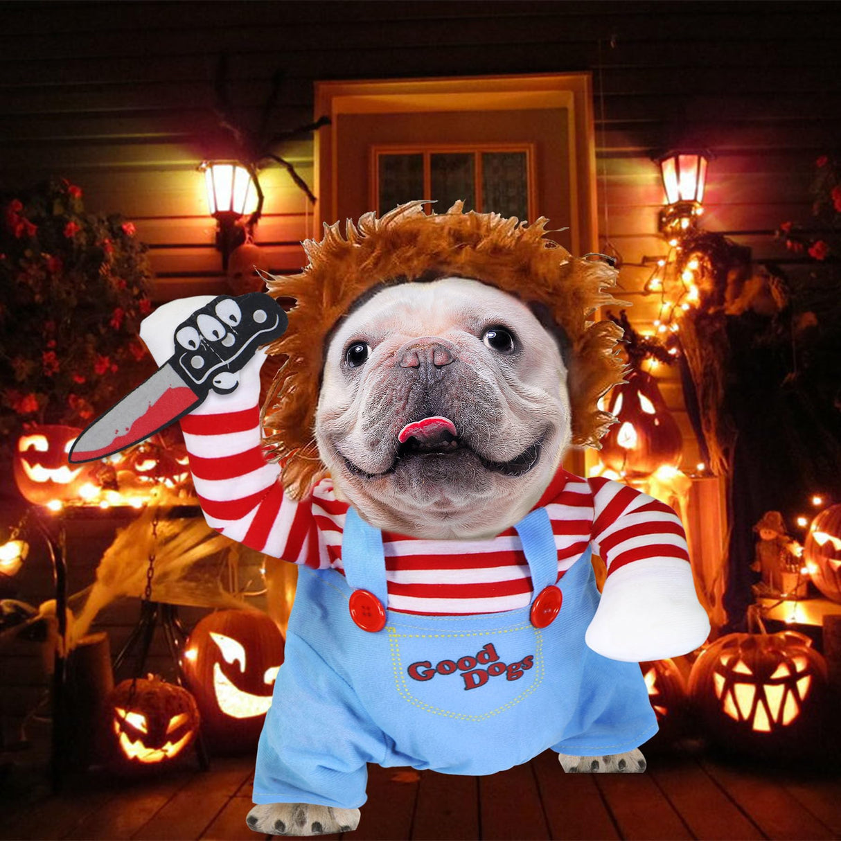 GOYOSWA Dog Halloween Costumes, Pet Deadly Doll Dog Costume Funny Dog Costumes Dog Halloween Costume Clothes for Small Medium Large Extra Large Dogs Pets (Large)