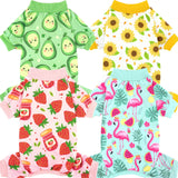XPUDAC 4 Pack Dog Pajamas for Small Dogs Girl Boy Soft Stretchy Pjs Summer Puppy Clothes for Doggie Pet Outfits, Large