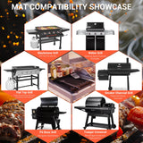 WZGUSXN 2Pack Silicone Grill Mat for Blackstone - 16x11.5 Inch Non-Slip Tool Mat with Sauce Drip Pad & Wavy Grip, Outdoor BBQ Accessories & Gifts for Men, Dad, Grilling (Black)