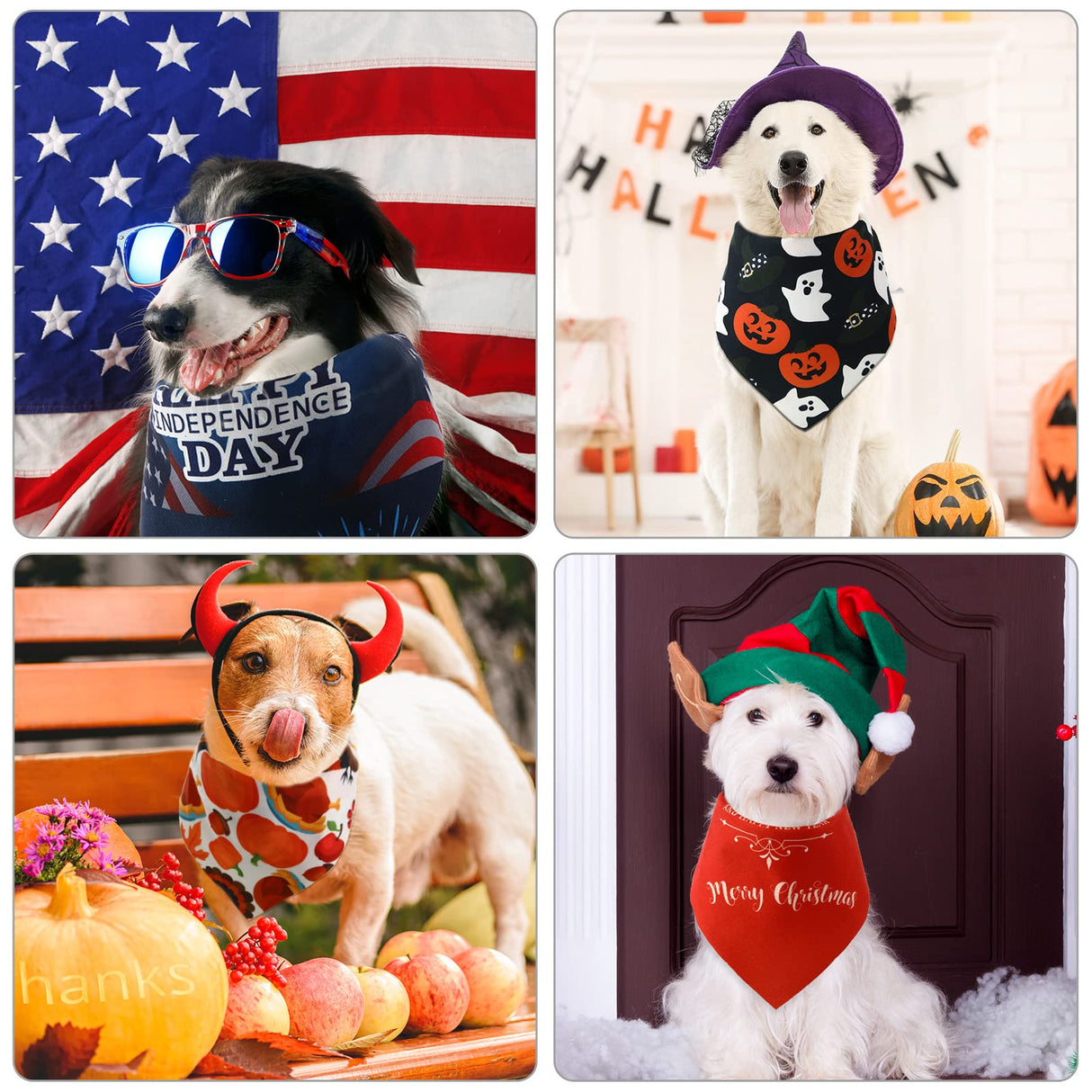 50 Pieces Holidays Dog Bandanas Patriotic Valentine‘s Day Birthday New Year Mardi Gras St. Patrick's Day Easter Summer Pets Bibs Large Dog for Small Medium Large Dogs Pets Cats