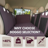 DOGGO Selection Back Seat Pet Cover for Dogs, Premium Dog Hammock for Car with Hard Bottom | Universal Car Seat Protector, Waterproof & Washable | Dog Car Seat Cover for Large (Brown)