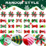 Weewooday 70 Pcs Dogs Hair Holiday Dog Bows Bowtie with Rubber Band Pet Hair Accessories Puppy Bowknot Topknot Pet Grooming Bow for Holiday Christmas Small Puppy Decor(Classic Style)