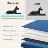 Warmrest Orthopedic Dog Beds for Large Medium Dogs, Washable Pet Bed Mat with Removable Cover, Waterproof Egg Crate Foam Puppy Bed Anti Slip, 36" x 27"