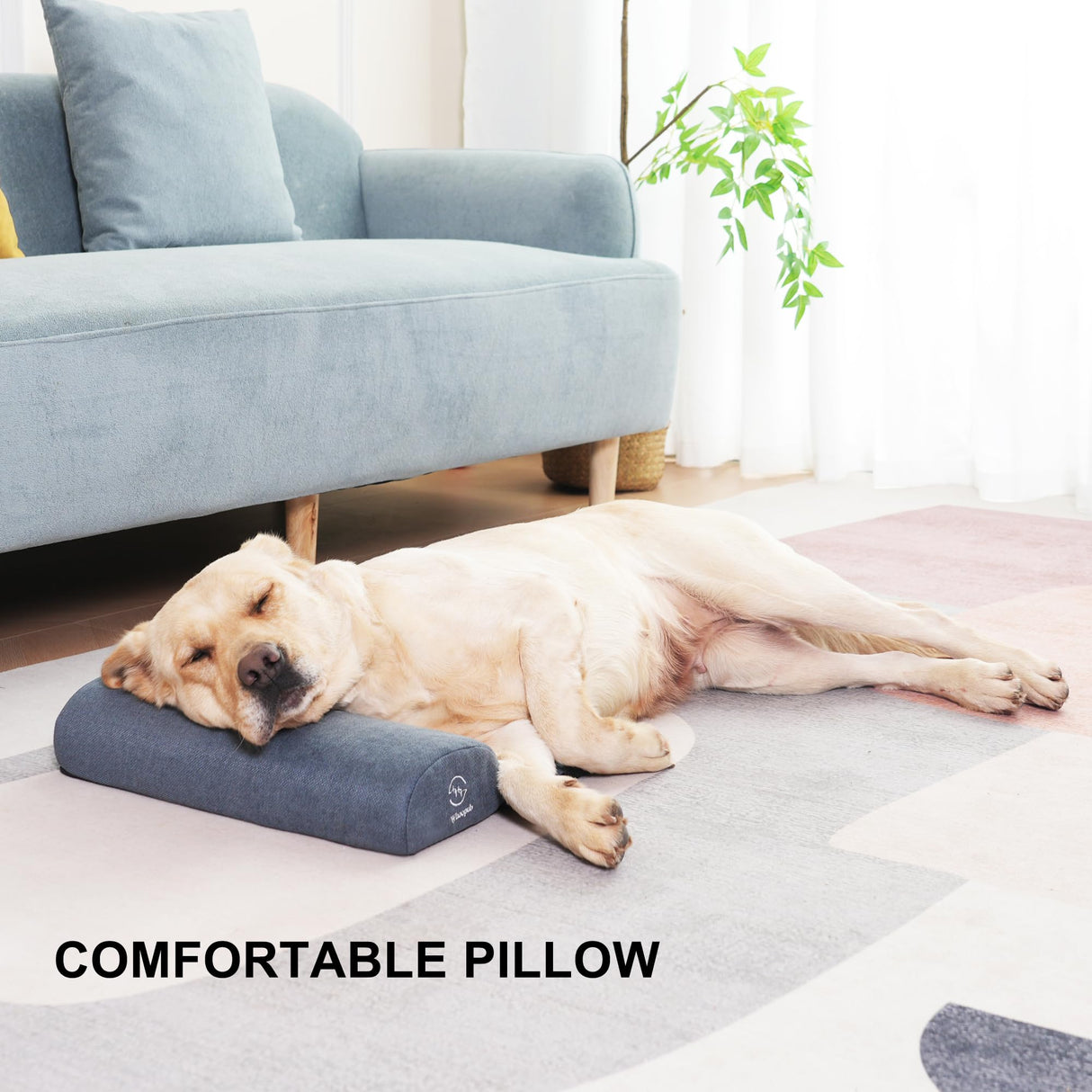 Whoopub Dog Bolster Pillow for Large Dogs, Benefit for Cervical Vertebra and Neck, Easy to Carry When Traveling, with High Resilience Foam, Machine Washable Cover＆Easy to Clean (Dark Gray, Large)