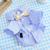 Striped Dog Shirt Breathable Casual Short Sleeve Puppy Clothes with Bow for Spring Fall (L)