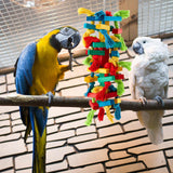 Seenelling 3 Pcs Extra Large Bird Parrot Toy Multicolored Natural Wooden Parrot Cage Chewing Toys for Large Medium Macaws Cockatoos African Grey Birds (Block and Ball)