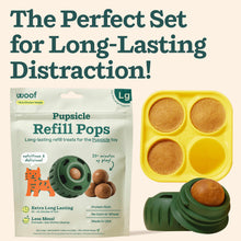 Load image into Gallery viewer, WOOF Starter Pack - Interactive Dog Toys for Boredom - Dog Treat Molds Silicone - Chicken-Flavored Healthy Treats for Dogs - Pupsicle Doggy Enrichment Toy - for Large Pups - 25-75 lbs
