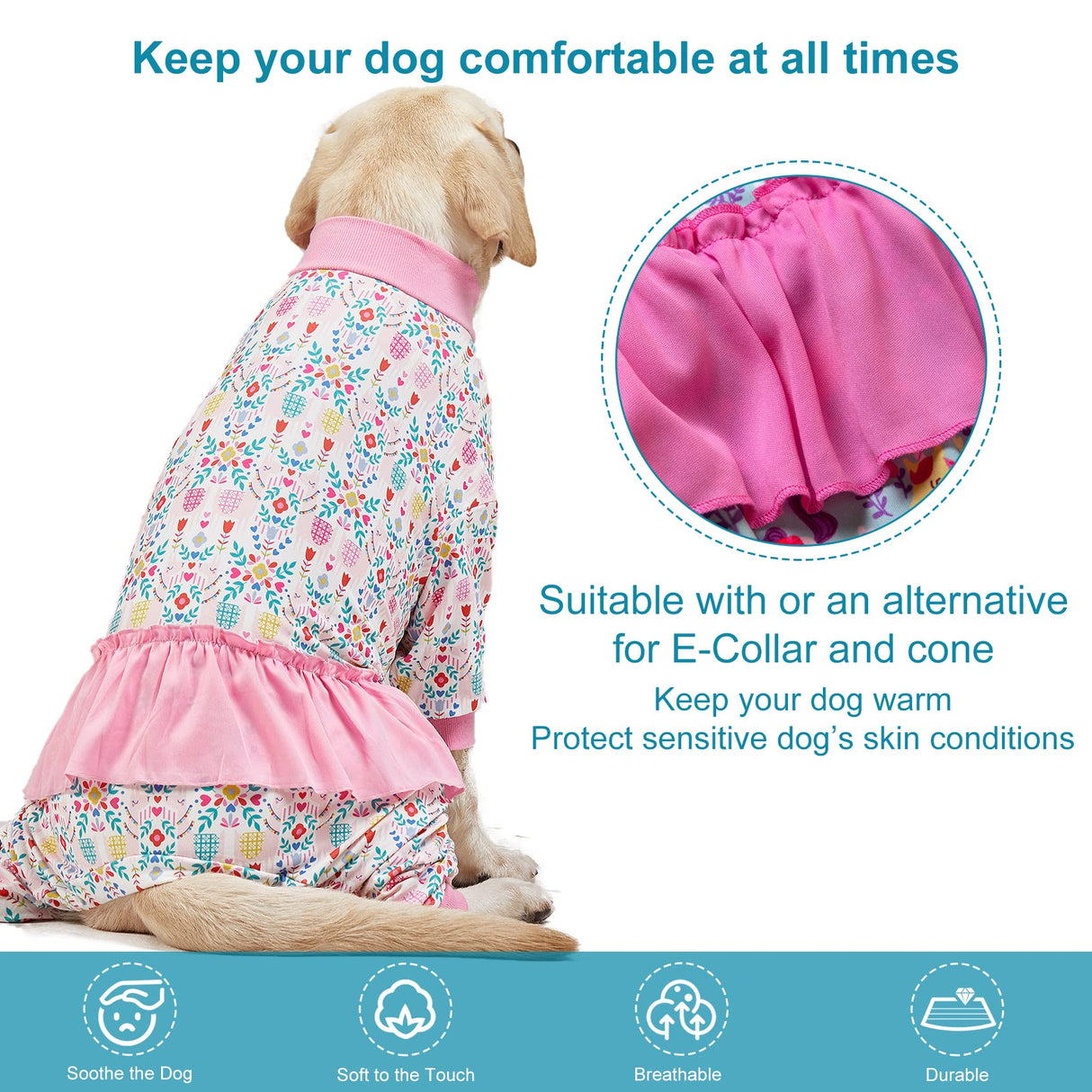 LovinPet Big Dog Pajamas, Space and Snow Print, Sound Care, Post Surgery Shirt, UV Protection, Pet Anxiety Relief Onesie, Large Breed Dog Jammies, Pet Pajamas for Dogs, 2XL
