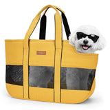 Lekereise Dog Purse Carrier for Small Dogs, Cats - Dog Carrier Purse with Secure Harness Clip, Dog Tote Bag Carrier, Large Space, Breathable Design(Yellow)