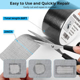 Secopad Black Window Screen Repair Tape, 2 in X 30 FT (360IN) Screen Repair Kit for Windows or Doors, Strong Adhesive Fiberglass Mesh Patch Tape