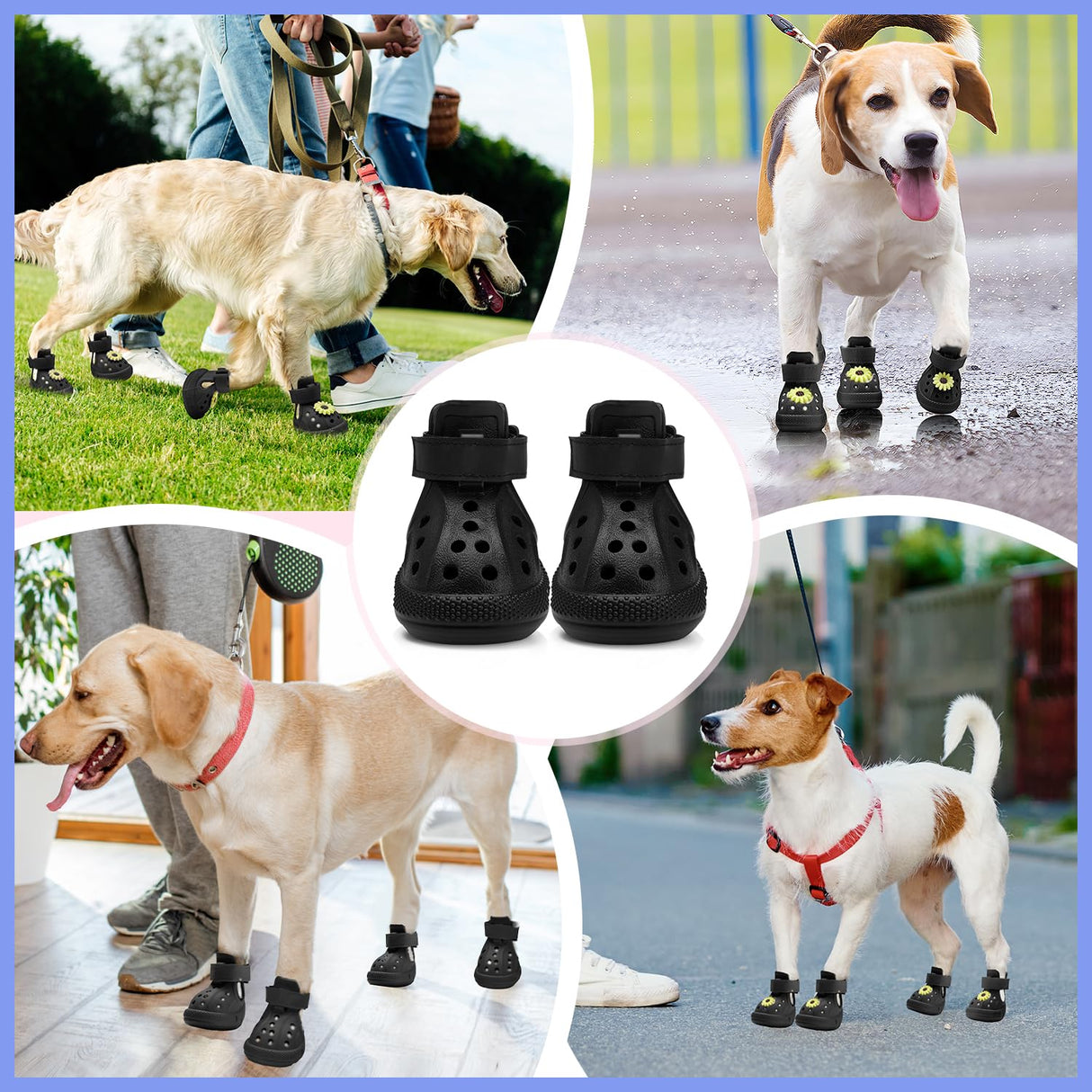 Lukovee Dog Shoes for Hot Pavement - Breathable Non Slip Dog Sandals with Reflective Stripes, Easy ON & Off, Easy-Clean Summer Outdoor Pet Boots for Small Medium Large Dogs (Black, Size 10)