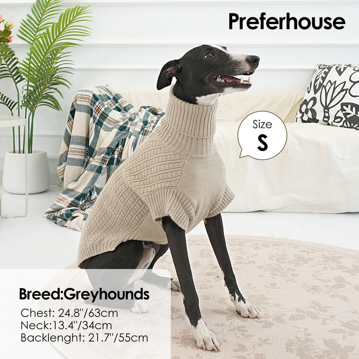 Dog Sweaters for Medium Dogs Girl Boy, Pet Thermal Knitted Turtleneck Medium Dog Sweater for Dogs Pets Winter Clothes Outfits, Greyhound, Apricot M