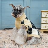 KOOLTAIL Dog Sweater, Knit Turtleneck Cold Weather Dog Sweaters for Small Medium Large Dogs, Soft Diamond Plaid Pullover Knitwear Dog Winter Warm Clothes, Pet Coat Puppy Sweater for Girls Boys L