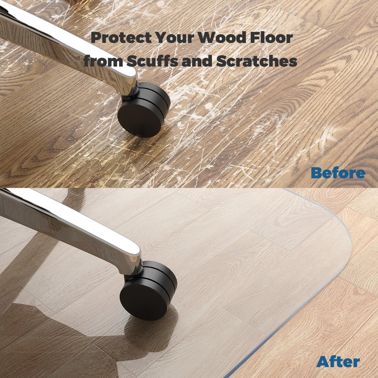 Yecaye Office Chair Mat for Hardwood Floor, 48"×36" Clear Office Floor Mat, Computer&Desk Chair Mat, PVC Heavy Duty Floor Protector Chair Mats for Rolling Chairs, Can't be Used on Carpet
