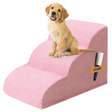 Romrol Dog Stairs Ramp for High Beds Couches, High Density Foam Pet Steps with Durable Non-Slip Waterproof Fabric Cover, Dog Stairs for Small Dogs or Cats or Pets, 3-Step,15 Inch,Pink